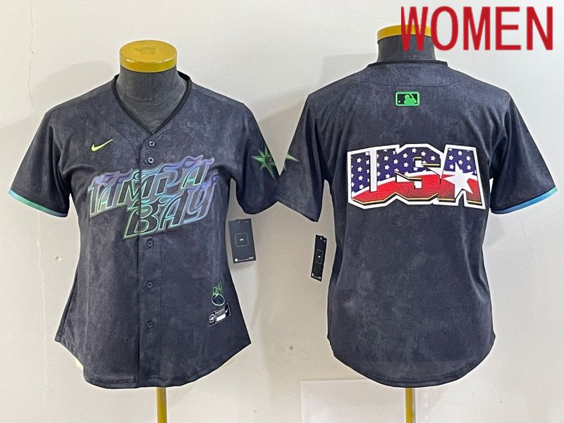 Women Tampa Bay Rays Blank Nike MLB Limited City Connect Black 2024 Jersey style 3->->Women Jersey